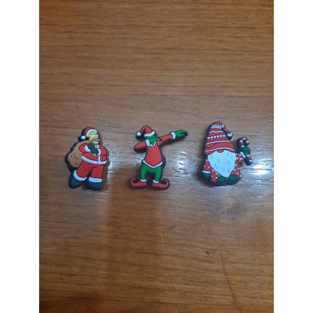 Lot Of 3 Christmas Holiday Themed Croc Charm Jibz Grinch Gnome Homer Simpson